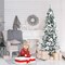 Costway 5ft/6ft/7ft/8ft Snow Flocked Christmas Pencil Tree w/ Berries & Poinsettia Flowers